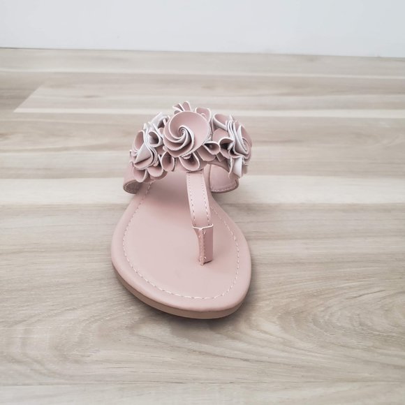 New York & Company Liana Flower Design Flip-Flops Thong Sandals Nude Pink Size 8 - Picture 4 of 10
